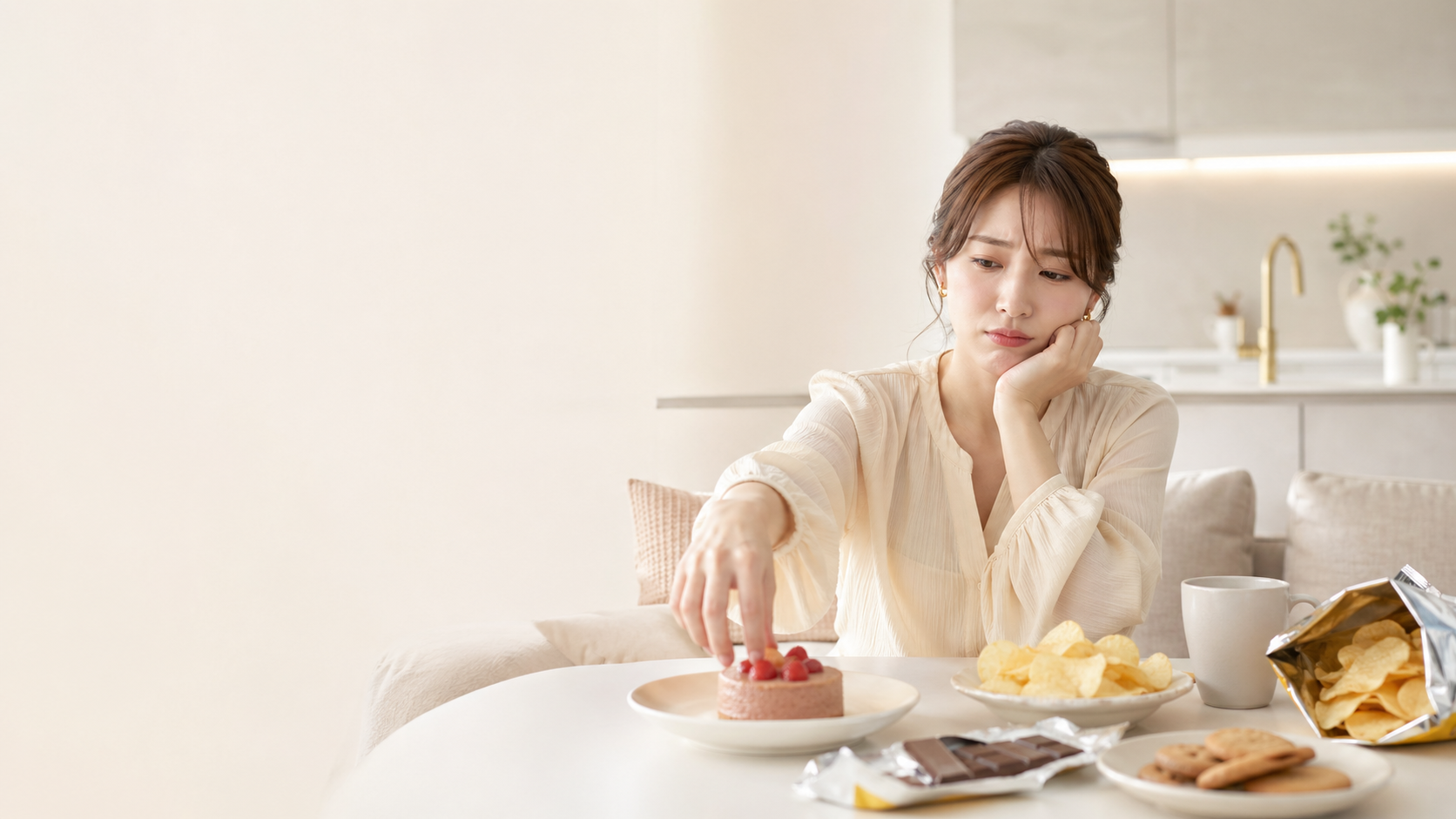 ついつい食べてしまう女性